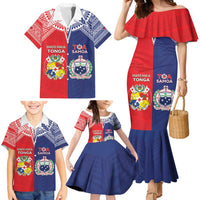 Custom Rugby Samoa And Tonga Family Matching Mermaid Dress and Hawaiian Shirt Toa Samoa With Mate Maa - Polynesian Pride