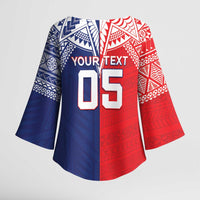 Custom Rugby Samoa And Tonga Kimono Sleeve Blouse Toa Samoa With Mate Maa - Polynesian Pride