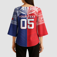 Custom Rugby Samoa And Tonga Kimono Sleeve Blouse Toa Samoa With Mate Maa - Polynesian Pride