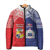Custom Rugby Samoa And Tonga Padded Jacket Toa Samoa With Mate Maa LT05 - Polynesian Pride