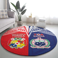 Rugby Samoa And Tonga Round Carpet Toa Samoa With Mate Maa LT05 - Polynesian Pride