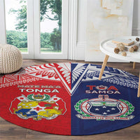 Rugby Samoa And Tonga Round Carpet Toa Samoa With Mate Maa LT05 - Polynesian Pride