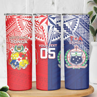 Custom Rugby Samoa And Tonga Skinny Tumbler Toa Samoa With Mate Maa LT05 - Polynesian Pride