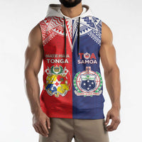 Custom Rugby Samoa And Tonga Sleeveless Hoodie Toa Samoa With Mate Maa - Polynesian Pride