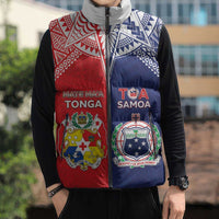 Custom Rugby Samoa And Tonga Sleeveless Puffer Jacket Toa Samoa With Mate Maa LT05 - Polynesian Pride