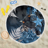 New Zealand Huia Bird Beach Blanket Aotearoa Maori Pattern