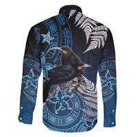 New Zealand Huia Bird Family Matching Long Sleeve Bodycon Dress and Hawaiian Shirt Aotearoa Maori Pattern LT05 - Polynesian Pride