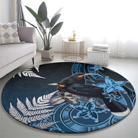 New Zealand Huia Bird Round Carpet Aotearoa Maori Pattern LT05 - Polynesian Pride
