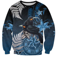 New Zealand Huia Bird Sweatshirt Aotearoa Maori Pattern LT05 Unisex Navy - Polynesian Pride