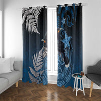 New Zealand Huia Bird Window Curtain Aotearoa Maori Pattern