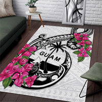 Guam Chamorro Area Rug Bougainvillea White Polynesian Tribal Pattern