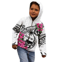 Guam Chamorro Kid Hoodie Bougainvillea White Polynesian Tribal Pattern