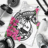 Guam Chamorro Men Tank Top Bougainvillea White Polynesian Tribal Pattern