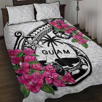 Guam Chamorro Quilt Bed Set Bougainvillea White Polynesian Tribal Pattern