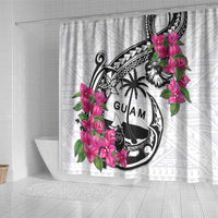Guam Chamorro Shower Curtain Bougainvillea White Polynesian Tribal Pattern