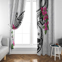 Guam Chamorro Window Curtain Bougainvillea White Polynesian Tribal Pattern