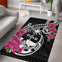 Guam Chamorro Area Rug Bougainvillea Black Polynesian Tribal Pattern