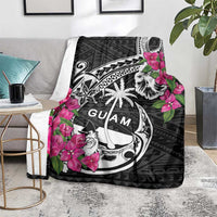 Guam Chamorro Blanket Bougainvillea Black Polynesian Tribal Pattern