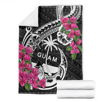Guam Chamorro Blanket Bougainvillea Black Polynesian Tribal Pattern