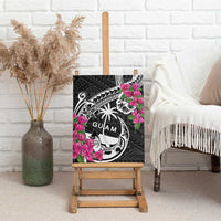 Guam Chamorro Canvas Wall Art Bougainvillea Black Polynesian Tribal Pattern