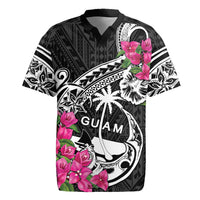 Guam Chamorro Rugby Jersey Bougainvillea Black Polynesian Tribal Pattern LT05 Black - Polynesian Pride