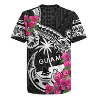 Guam Chamorro Rugby Jersey Bougainvillea Black Polynesian Tribal Pattern LT05 - Polynesian Pride