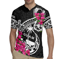 Guam Chamorro Rugby Jersey Bougainvillea Black Polynesian Tribal Pattern LT05 - Polynesian Pride