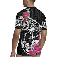 Guam Chamorro Rugby Jersey Bougainvillea Black Polynesian Tribal Pattern LT05 - Polynesian Pride