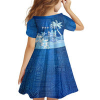 Personalised Bula Fiji Family Matching Tank Maxi Dress and Hawaiian Shirt Fijian Masi Pattern With Blue Coat Of Arms LT05 - Polynesian Pride