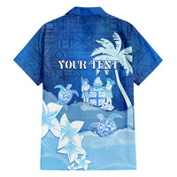 Personalised Bula Fiji Hawaiian Shirt Fijian Masi Pattern With Blue Coat Of Arms LT05 - Polynesian Pride