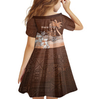 Personalised Bula Fiji Family Matching Tank Maxi Dress and Hawaiian Shirt Fijian Masi Pattern With Brown Coat Of Arms LT05 - Polynesian Pride