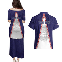 Personalised American Samoa Flag Day Couples Matching Puletasi and Hawaiian Shirt Flag Style