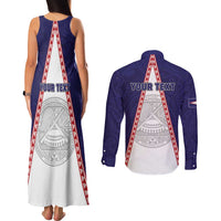 Personalised American Samoa Flag Day Couples Matching Tank Maxi Dress and Long Sleeve Button Shirt Flag Style
