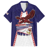 Personalised American Samoa Flag Day Family Matching Off Shoulder Maxi Dress and Hawaiian Shirt Flag Style LT05 Dad's Shirt - Short Sleeve Blue - Polynesian Pride