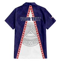 Personalised American Samoa Flag Day Family Matching Off Shoulder Short Dress and Hawaiian Shirt Flag Style