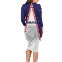 Personalised American Samoa Flag Day Long Sleeve Bodycon Dress Flag Style