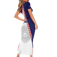 Personalised American Samoa Flag Day Short Sleeve Bodycon Dress Flag Style