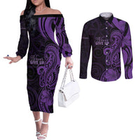 Personalised Lupus Warrior Couples Matching Off The Shoulder Long Sleeve Dress and Long Sleeve Button Shirt Never Give Up Polynesian Style