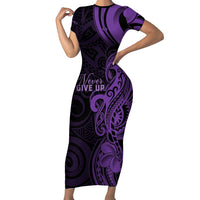 Personalised Lupus Warrior Family Matching Short Sleeve Bodycon Dress and Hawaiian Shirt Never Give Up Polynesian Style LT05 Mom's Dress Purple - Polynesian Pride