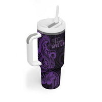 Personalised Lupus Warrior Tumbler With Handle Never Give Up Polynesian Style LT05 - Polynesian Pride