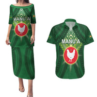 Personalized American Samoa Manu'a Cession Day Couples Matching Puletasi and Hawaiian Shirt With Polynesian Pattern LT05 Green - Polynesian Pride