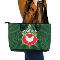 American Samoa Manu'a Cession Day Leather Tote Bag With Polynesian Pattern LT05 - Polynesian Pride