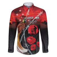 Papua New Guinea Remembrance Day Family Matching Off Shoulder Maxi Dress and Hawaiian Shirt Lest We Forget