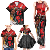 Papua New Guinea Remembrance Day Family Matching Tank Maxi Dress and Hawaiian Shirt Lest We Forget