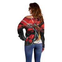 Papua New Guinea Remembrance Day Off Shoulder Sweater Lest We Forget