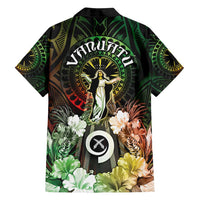 Vanuatu Happy Assumption Day Family Matching Long Sleeve Bodycon Dress and Hawaiian Shirt