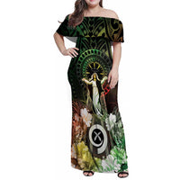 Vanuatu Happy Assumption Day Family Matching Off Shoulder Maxi Dress and Hawaiian Shirt LT05 Mom's Dress Reggae - Polynesian Pride