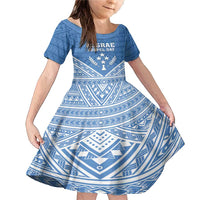 Personalised Kosrae State Gospel Day Family Matching Mermaid Dress and Hawaiian Shirt Simple Style LT05 Daughter's Dress Blue - Polynesian Pride
