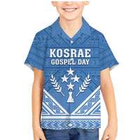 Personalised Kosrae State Gospel Day Family Matching Mermaid Dress and Hawaiian Shirt Simple Style LT05 Son's Shirt Blue - Polynesian Pride