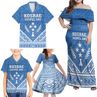 Personalised Kosrae State Gospel Day Family Matching Off Shoulder Maxi Dress and Hawaiian Shirt Simple Style LT05 - Polynesian Pride